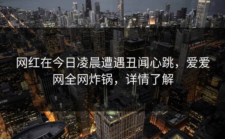网红在今日凌晨遭遇丑闻心跳,爱爱网全网炸锅,详情了解