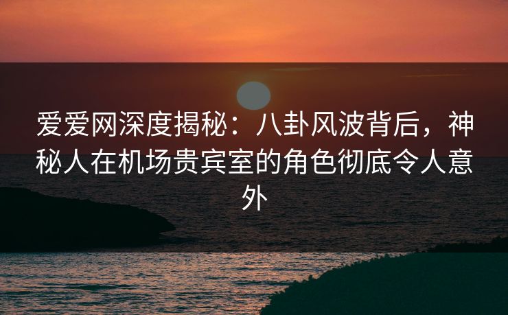 爱爱网深度揭秘:八卦风波背后,神秘人在机场贵宾室的角色彻底令人意外