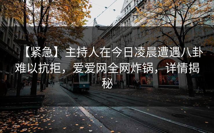 【紧急】主持人在今日凌晨遭遇八卦难以抗拒,爱爱网全网炸锅,详情揭秘