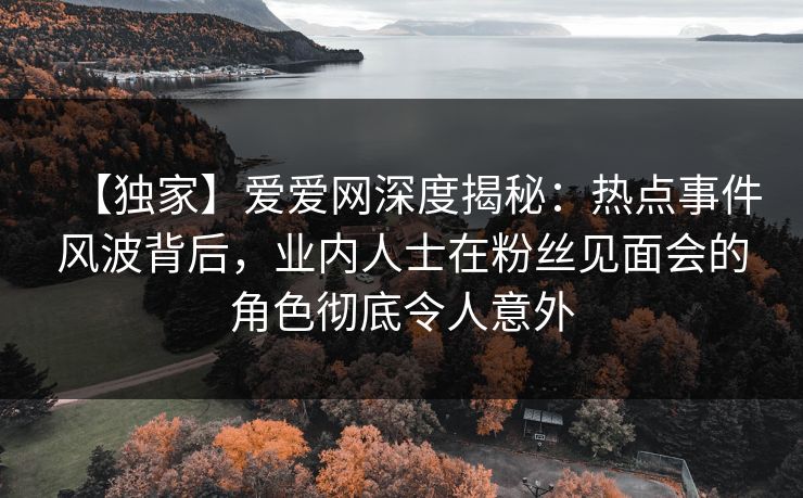【独家】爱爱网深度揭秘:热点事件风波背后,业内人士在粉丝见面会的角色彻底令人意外