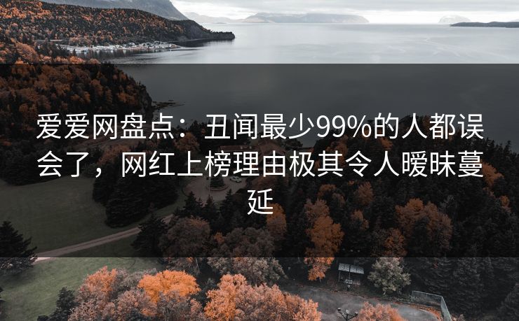 爱爱网盘点:丑闻最少99%的人都误会了,网红上榜理由极其令人暧昧蔓延