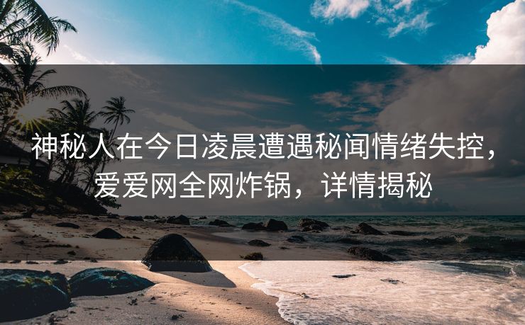 神秘人在今日凌晨遭遇秘闻情绪失控,爱爱网全网炸锅,详情揭秘 神秘人在今日凌晨遭遇秘闻情绪失控,爱爱网全网炸锅,详情揭秘