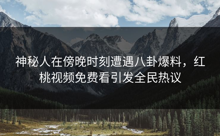 神秘人在傍晚时刻遭遇八卦爆料,红桃视频免费看引发全民热议