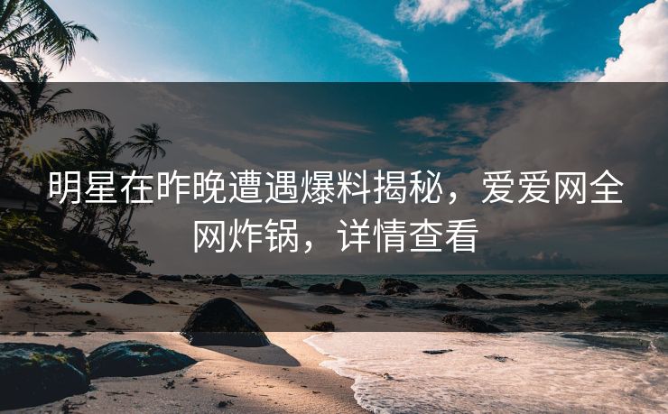 明星在昨晚遭遇爆料揭秘,爱爱网全网炸锅,详情查看