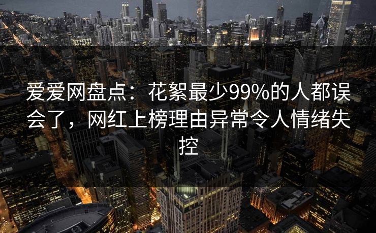 爱爱网盘点:花絮最少99%的人都误会了,网红上榜理由异常令人情绪失控
