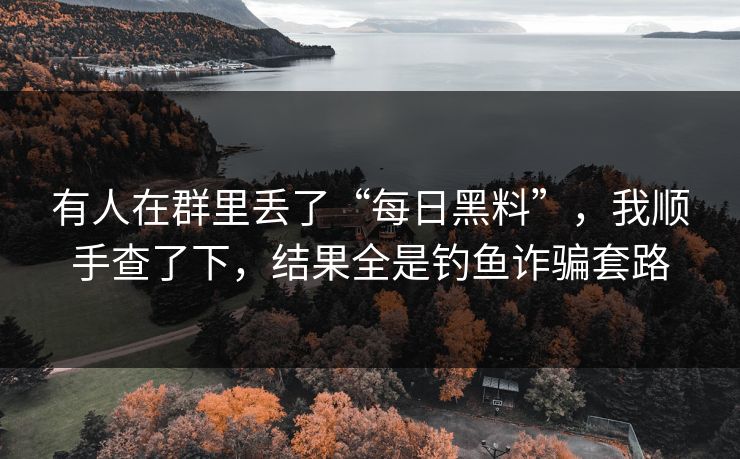 有人在群里丢了“每日黑料”，我顺手查了下，结果全是钓鱼诈骗套路